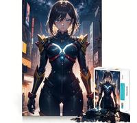 Puzzle di una ragazza cyberpunk anime per adolescenti,1000 pezzi,gioco di potenziamento mentale,dimensioni uniformi,pezzi precisi,divertimento in famiglia,attività serale (38x26cm)