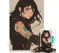 Puzzle di una ragazza motociclista anime con tatuaggi,1000 pezzi,per adolescenti,gioco che migliora le capacità cognitive,dimensioni uniformi,pezzi precisi,divertimento in famiglia,attività serale