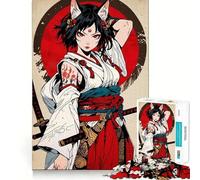 Puzzle di una ragazza volpe anime con spada katana,1000 pezzi,per adolescenti,gioco che migliora le capacità cognitive,pezzi di dimensioni uniformi e precisi,attività divertente per tutta la famiglia