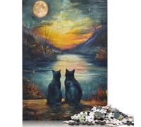 Puzzle di Van Gogh e la Luna con i Gatti Neri, stimolante e stimolante, in cartone riciclato al 100%, per adulti e adolescenti, regalo di compleanno, 1000 pezzi (75x50 cm)