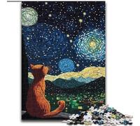 Puzzle di Van Gogh Night Sky Cat per adulti e ragazzi, 1000 pezzi, adatto per bambini dai 14 anni in su, divertimento in famiglia, ideale come regalo per tutta la famiglia (26x38cm)