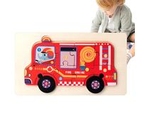Puzzle di veicoli in legno, enigmi di legno di escavatore | Puzzle di scuolabus educativo - Assistenza per l'apprendimento portatile, forniture per l'istruzione precoce per le capacità motorie, la cap