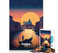 Puzzle di Venezia al tramonto con gondola,1000 pezzi,gioco cognitivo divertente,taglio di alta precisione, alleviare lo stress (38x52cm)