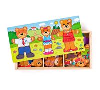 Puzzle di vestizione in legno - famiglia di orsetti