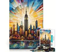 Puzzle di vetrate artistiche di New York da 1000 pezzi per adolescenti, gioco per allenare la mente, rilassante e divertente, con design da assemblare, regalo perfetto 38x26cm