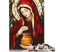 Puzzle di vetrate colorate di Maria Maddalena, 1000 pezzi, puzzle di carta per adulti e adolescenti, gioco per famiglie, regali per la vigilia di Natale, 1000 pezzi (75x50 cm)