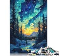 Puzzle di vetro colorato con cielo notturno, giocattoli di decompressione, puzzle in cartone riciclato al 100% per adulti, adolescenti, regali per la festa del papà, 1000 pezzi (75x50 cm)