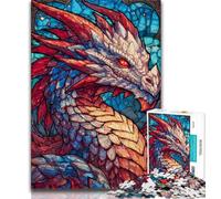 Puzzle di vetro colorato con drago, 1000 pezzi per adulti e adolescenti, aiuta il cervello a esercitare i giocattoli avvincenti per coltivare la pazienza e l'interazione genitore-figlio, 50x75cm