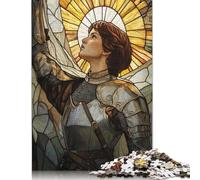 Puzzle di vetro colorato raffigurante un cavaliere, decorazione unica per la casa, puzzle in cartone riciclato al 100%, ideale come regalo per adulti e bambini, 1000 pezzi (26x38 cm)
