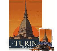Puzzle di viaggio con poster di Torino, Italia, per ragazzi, 1000 pezzi, stimolante per la mente, ideale per il relax e le vacanze (50x75cm)