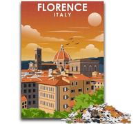 Puzzle di viaggio d'arte di Firenze, Italia, per adolescenti, 1000 pezzi, giocattoli educativi per l'apprendimento, giochi per famiglie con poster abbinato e foglio di quiz, 1000 pezzi (26x38cm)