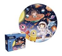 Puzzle di viaggio spaziale, 128 pezzi, design circolare, diametro 30 cm, tema educativo avventura spaziale per bambini dai 4 anni in su