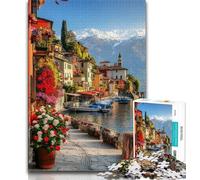 Puzzle di villaggi italiani per adolescenti da 1000 pezzi, difficili da completare ma divertenti e umoristici, con poster abbinato e foglio di quiz (75x50cm)