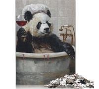 Puzzle di vino rosso in vetro da bagno a forma di panda, immagini personalizzabili, 100% cartone riciclato, per adulti e adolescenti, 1000 pezzi (26x38 cm)