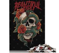 Puzzle di vipera e teschio con testo, decorazione unica per la casa, puzzle rettangolare in carta per adulti e adolescenti, regali di Natale 1000 pezzi (38x26 cm)