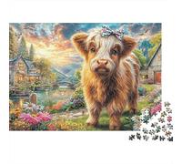 Puzzle di vitello degli alti vassoi, 1000 pezzi, puzzle di chalet in legno sul lago, gioco stimolante imparare divertendosi cartone riciclato 100% per adulti 70x50cm/1000 pezzi