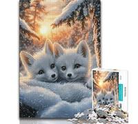 Puzzle di Volpe Bianca Addormentata da 1000 pezzi per adolescenti, aiuta il cervello a esercitare i giocattoli avvincenti per coltivare la pazienza e l'interazione genitore-figlio (38x26cm)
