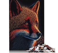 Puzzle di volpe con vernice spruzzata, decorazione unica per la casa, puzzle di cartone premium per adulti e adolescenti, 1000 pezzi (75x50 cm)