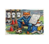 Puzzle di volpe della stagione calcistica 2026 per adulti, 1000 pezzi, pronti per la partita, puzzle in legno con allenatore di animali, decorazione sportiva per l'intrattenimento domestico