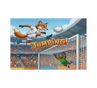 Puzzle di volpe della stagione calcistica 2026 per adulti, 1000 pezzi, puzzle stampati in legno con animali che saltano, decorazioni con motivo sportivo per feste di intrattenimento