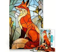 Puzzle di volpe in vetro colorato per adolescenti, 1000 pezzi, gioco per allenare la mente, semplice e divertente da assemblare, regalo prezioso 50x75cm
