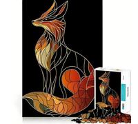 Puzzle di volpe in vetro colorato per adolescenti, 1000 pezzi, gioco per allenare la mente, semplice e divertente da assemblare, regalo prezioso 38x26cm
