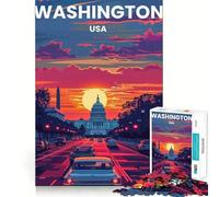 Puzzle di Washington DC da 1000 pezzi,gioco interattivo Think Boost,incastro perfetto,nessun pezzo si stacca,sfida cerebrale per la casa (38x52cm)