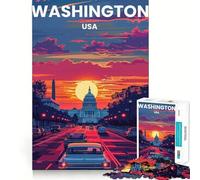 Puzzle di Washington DC da 1000 pezzi,gioco per lo sviluppo delle capacità cognitive,superficie liscia e priva di sbavature,attività rilassante di gruppo al chiuso (50x75cm)