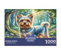 Puzzle di Yorkshire Terrier per adulti 1000 pezzi Yorkshire Terrier in una foresta lussureggiante e vibrante - Gioco difficile e impegnativo, Gioco famiglia, 38x26cm/1000 pezzi