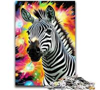 Puzzle di zebre colorate per adulti, 1000 pezzi, antistress, sfida difficile, adatto per la decorazione della scrivania (50x75cm)