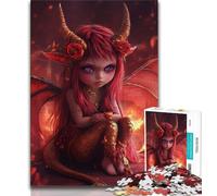 Puzzle "Diavoletto, Piccolo Drago e Ragazza" per adulti e adolescenti, 1000 pezzi, aiuta il cervello a esercitare i giocattoli avvincenti per coltivare la pazienza, un'opera d'arte, 38x26cm