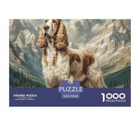 Puzzle Difficile 1000 Pezzi Carta Riciclata - Spaniel nella Nebbia Montana, Decorazione Murale Interna per la Casa, 70x50cm