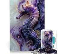 Puzzle difficile a forma di cavalluccio marino viola per adulti, 1000 pezzi, stimola la memoria, gioco rilassante, taglio di alta qualità, regalo perfetto (38x52cm)