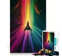 Puzzle difficile a forma di razzo spaziale arcobaleno per adulti, 1000 pezzi, migliora la memoria, rilassa la mente, bordi netti, elegante regalo (38x52cm)