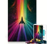 Puzzle difficile a forma di razzo spaziale arcobaleno per adulti, 1000 pezzi, puro gioco di logica, attività per la casa, taglio netto, regalo adorabile (50x75cm)