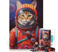Puzzle difficile a tema gatto spaziale per adulti, 1000 pezzi, migliora la memoria, rilassa la mente, bordi netti, elegante regalo (50x75cm)