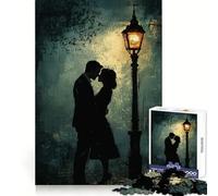 Puzzle difficile "Abbraccio romantico sotto un lampione" per adulti, 1000 pezzi, gioco di logica e abilità per tutta la famiglia, taglio preciso, oggetto da collezione (50x75cm)