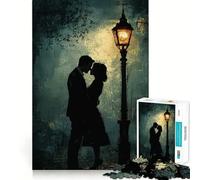 Puzzle difficile "Abbraccio romantico sotto un lampione" per adulti, 1000 pezzi, gioco di logica e abilità per tutta la famiglia, taglio preciso, oggetto da collezione (50x75cm)