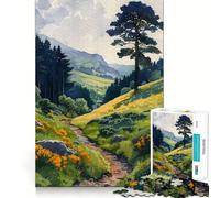 Puzzle difficile ad acquerello "Sentiero di montagna" per adulti, 1000 pezzi, gioco di logica, divertimento rilassante, opera d'arte ben definita (38x26cm)