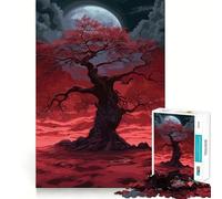 Puzzle difficile "Albero della Luna Rossa" per adulti, 1000 pezzi, migliora la memoria, rilassa la mente, bordi netti, elegante regalo (38x26cm)