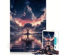 Puzzle difficile "Albero misterioso al crepuscolo" per adulti, 1000 pezzi, gioco di logica stimolante, ideale per momenti di condivisione, bordi trasparenti, regalo perfetto (50x75cm)