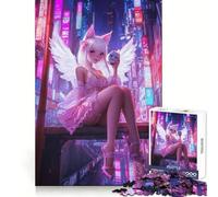 Puzzle difficile "Angelo nella città al neon" per adulti, 1000 pezzi, per migliorare la memoria, tempo ben speso, bordi precisi, regalo speciale (38x52cm)