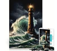 Puzzle difficile Art Déco con faro arrugginito, 1000 pezzi, gioco di logica e abilità per tutta la famiglia, taglio preciso, oggetto da collezione (38x26cm)