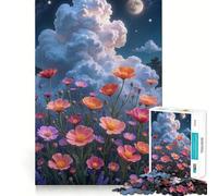 Puzzle difficile "Cielo notturno con fiori" per adulti, 1000 pezzi, stimola la memoria, gioco rilassante, taglio di alta qualità, regalo perfetto (38x26cm)