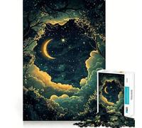 Puzzle difficile "Cielo notturno con luna crescente" per adulti, 1000 pezzi, gioco intelligente da fare a casa, divertente da assemblare, regalo festivo (38x52cm)