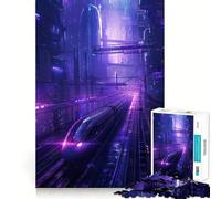 Puzzle difficile "Città del Treno Viola" per adulti, 1000 pezzi, stimola la memoria, gioco rilassante, taglio di alta qualità, regalo perfetto (38x26cm)