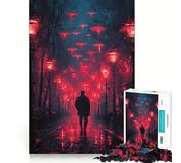 Puzzle difficile "Città di Notte Rossa" per adulti, 1000 pezzi, stimola la memoria, favorisce la calma, taglio liscio, classico, regalo (38x26cm)
