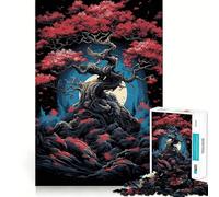 Puzzle difficile con albero di luna e fiori di ciliegio (Sakura), 1000 pezzi, giocattolo stimolante per l'intelletto, ideale per momenti di relax, taglio di qualità, (38x26cm)