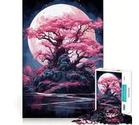 Puzzle difficile con albero di luna e fiori di ciliegio (Sakura) per adulti, 1000 pezzi, gioco di logica fine, divertente e rilassante, bordi precisi, regalo pensato (50x75cm)