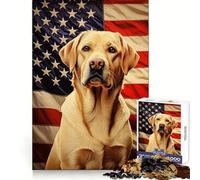 Puzzle difficile con bandiera americana e labrador per adulti, 1000 pezzi, per migliorare la memoria, tempo ben speso, bordi precisi, regalo speciale (38x26cm)